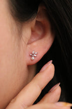 Cubic branch pearl earrings